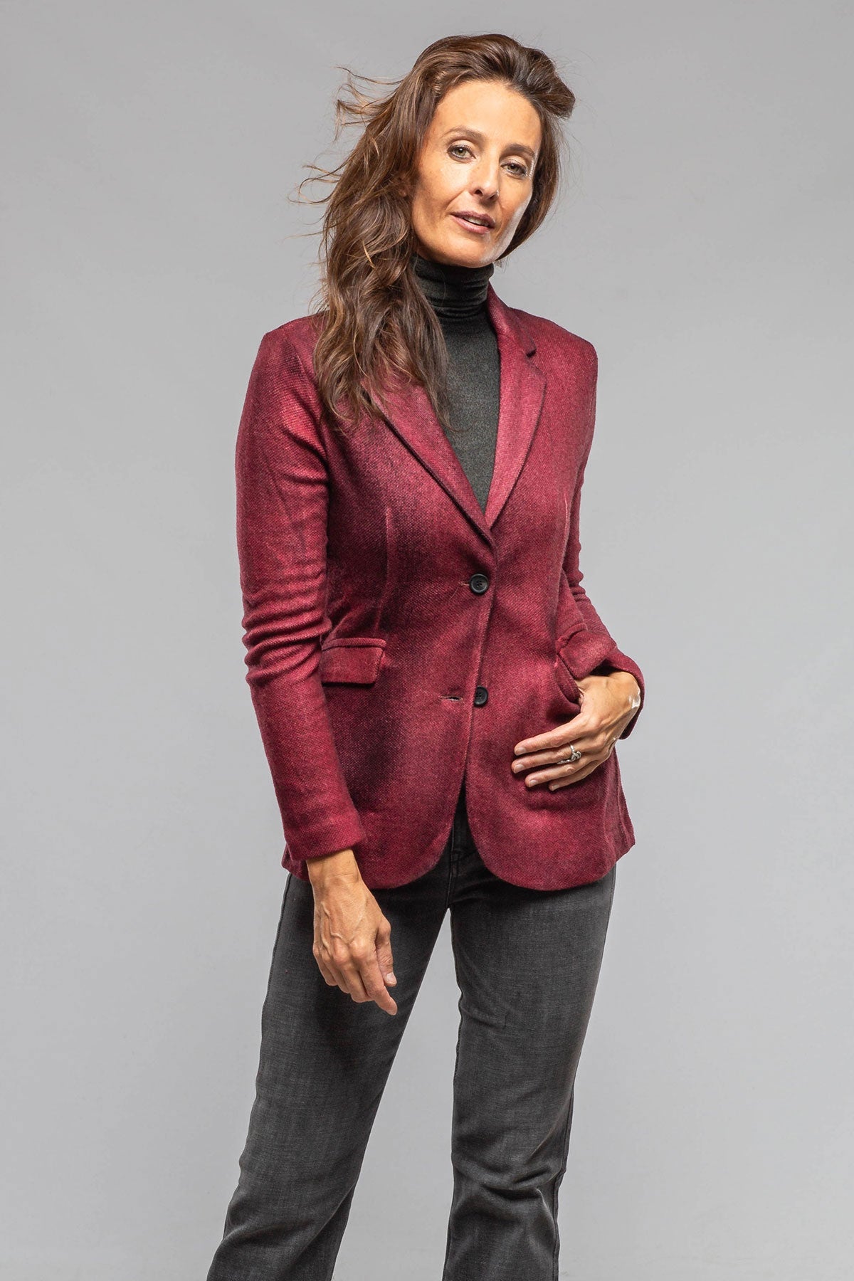 Borgo Hand Painted Blazer In Dark Wine