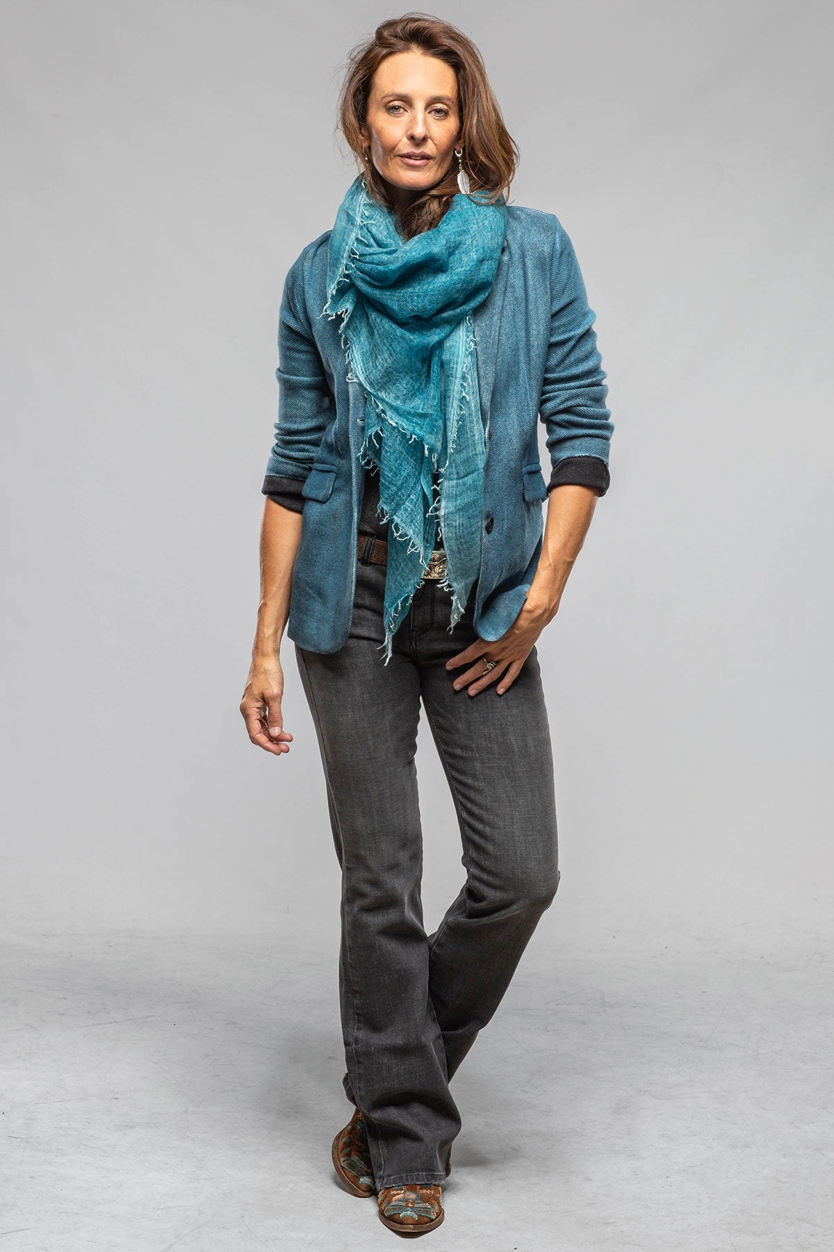 Borgo Painted Blazer In Dark Water