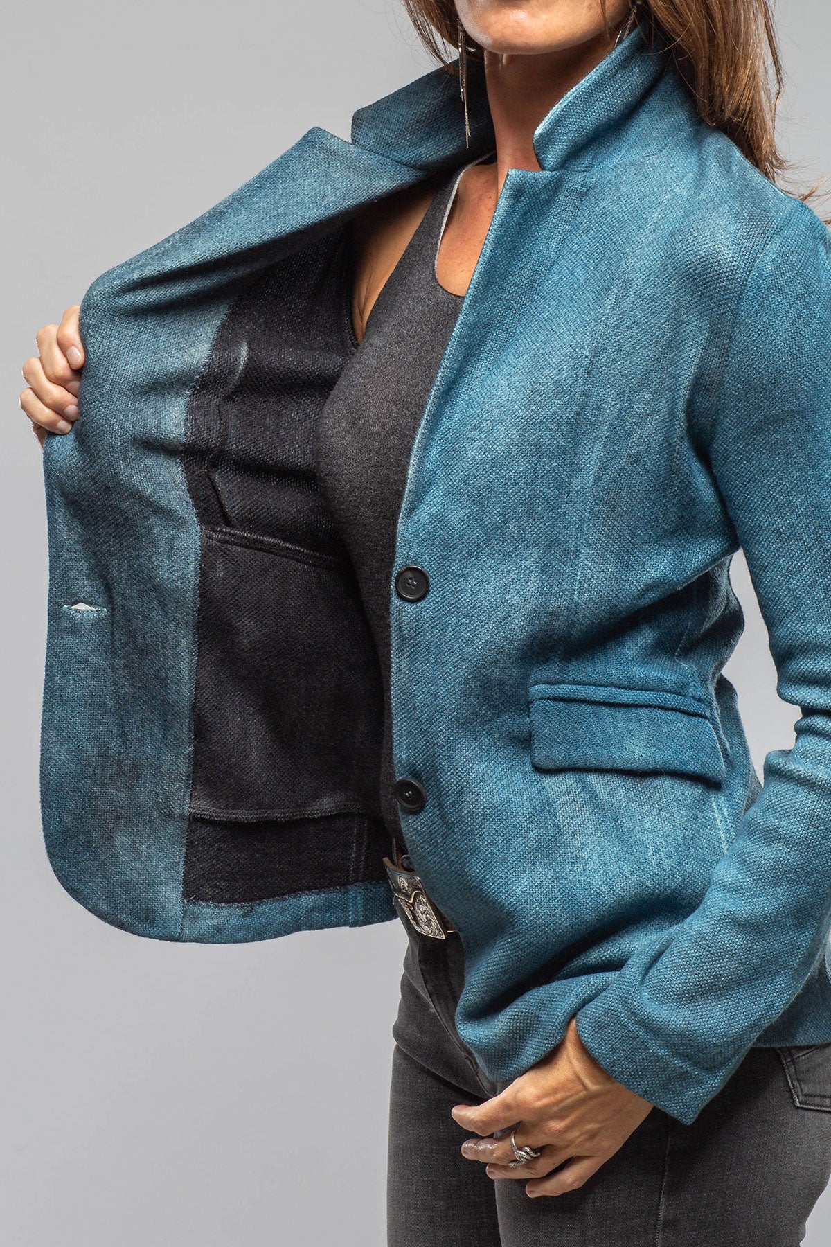 Borgo Painted Blazer In Dark Water