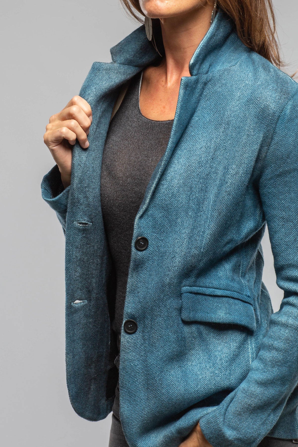 Borgo Painted Blazer In Dark Water