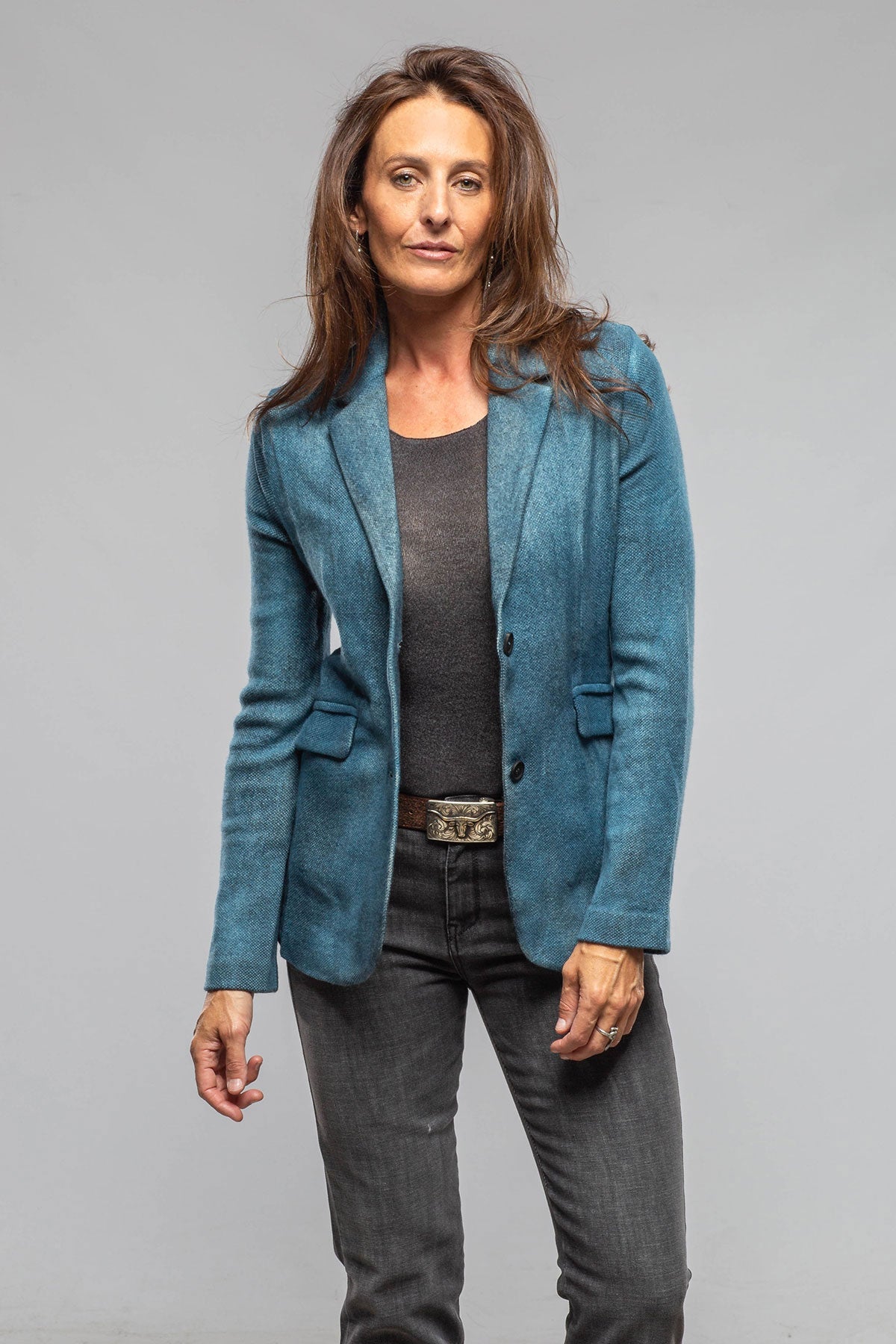 Borgo Painted Blazer In Dark Water