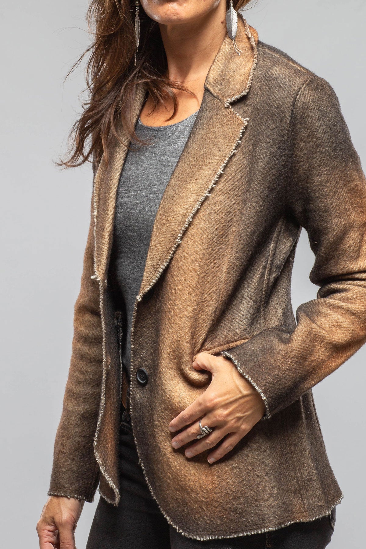 Davi Raw Edge Painted Blazer In Antelope