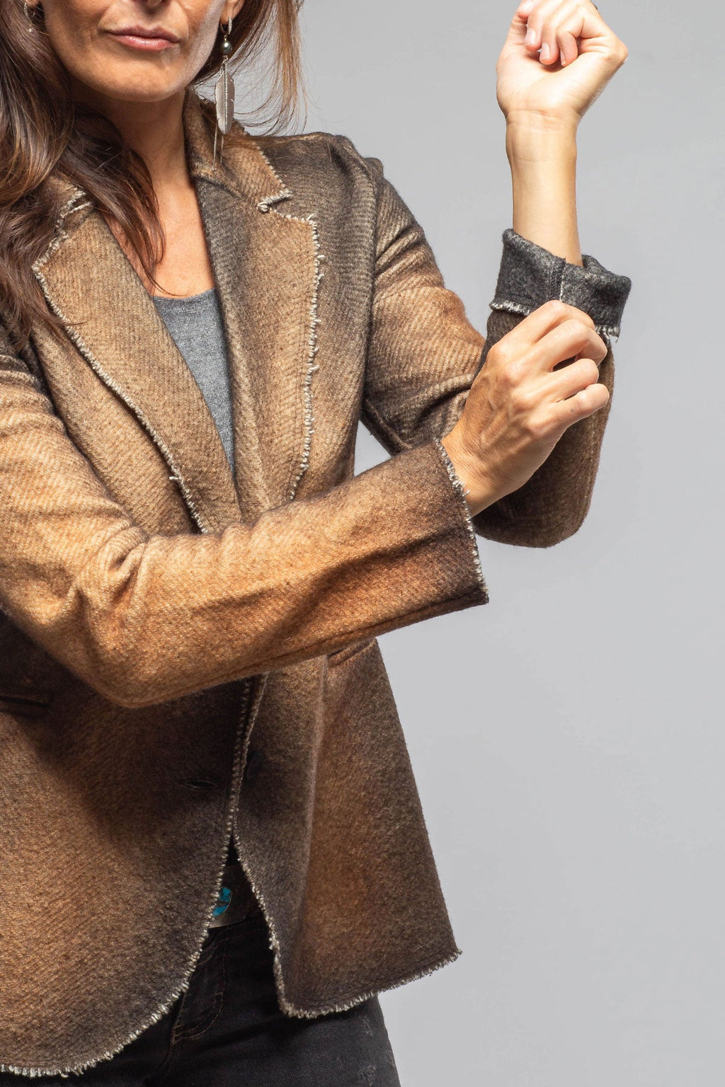 Davi Raw Edge Painted Blazer In Antelope