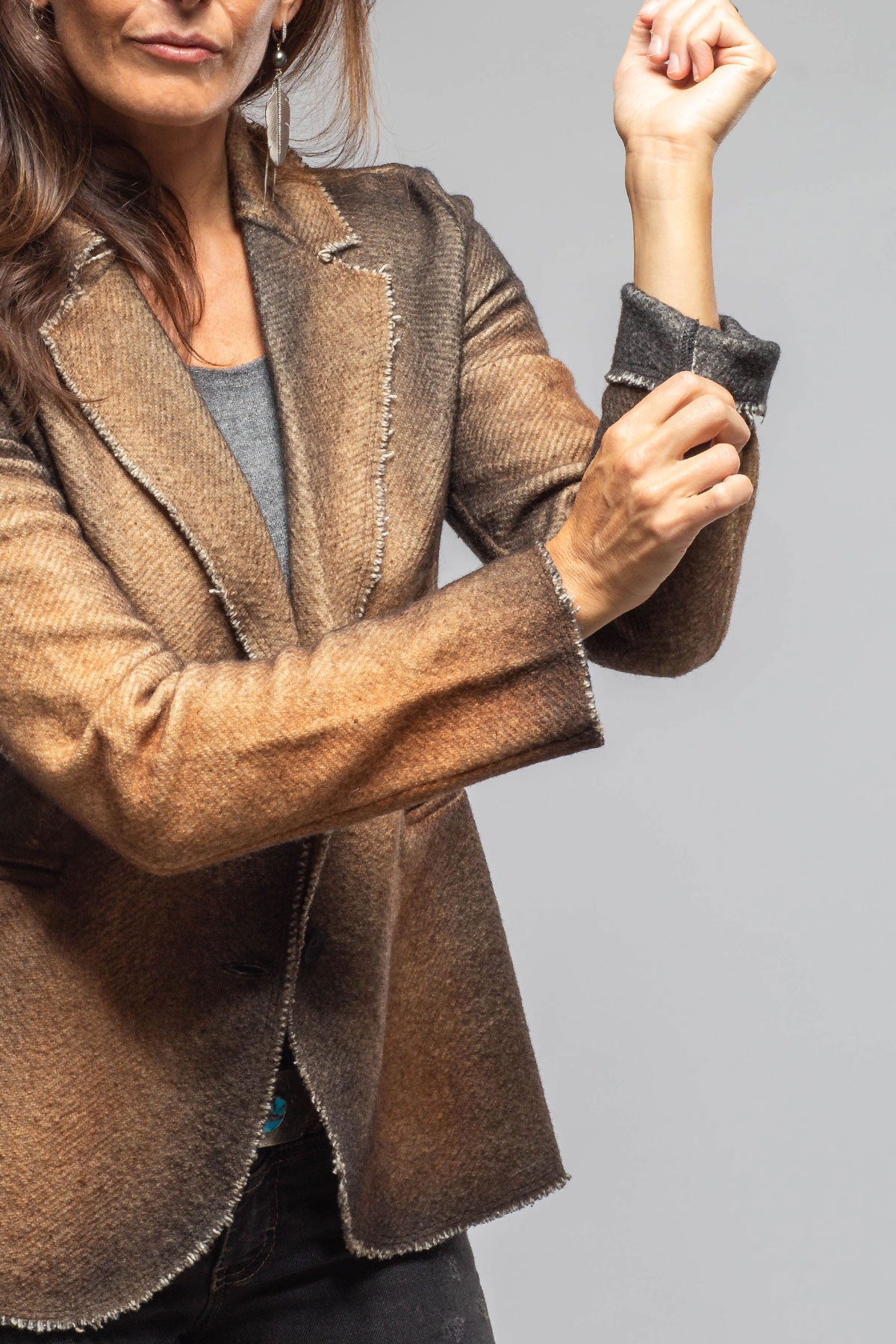 Davi Raw Edge Painted Blazer In Antelope