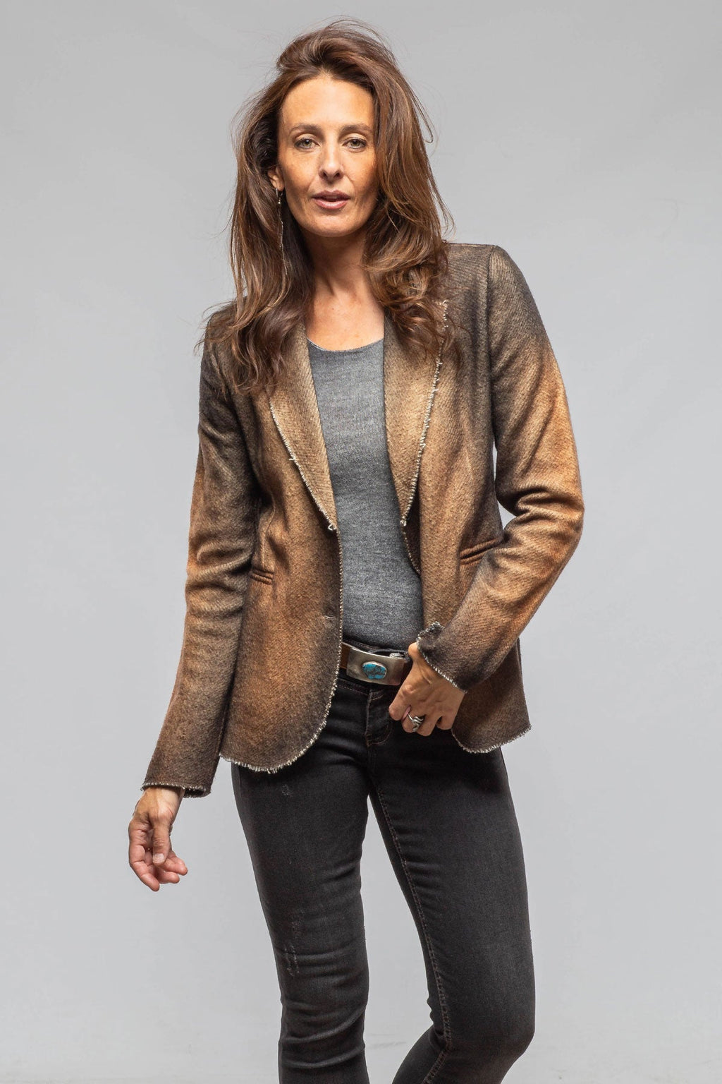 Davi Raw Edge Painted Blazer In Antelope