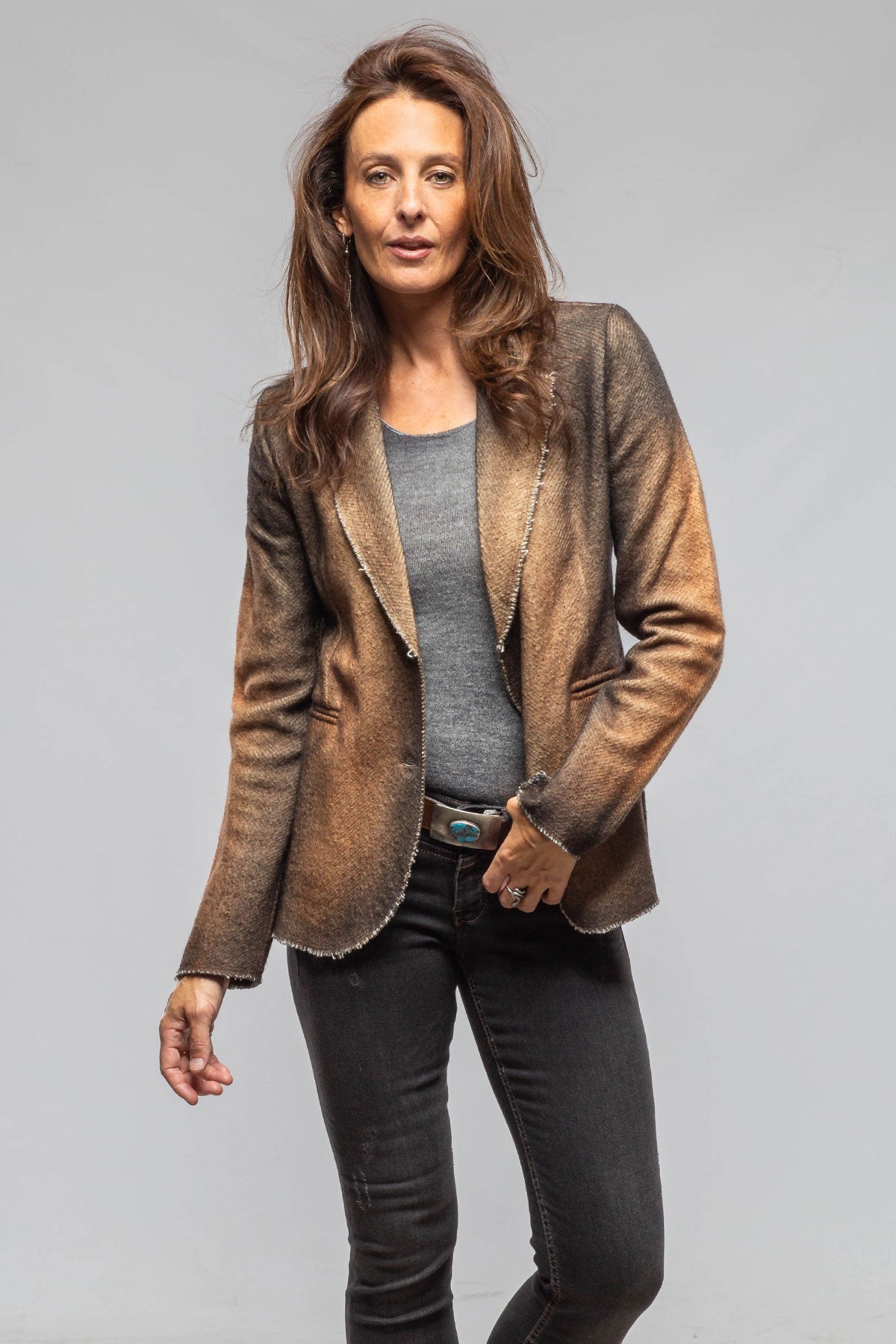 Davi Raw Edge Painted Blazer In Antelope