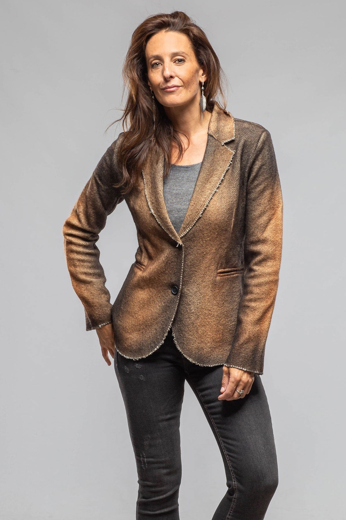 Davi Raw Edge Painted Blazer In Antelope