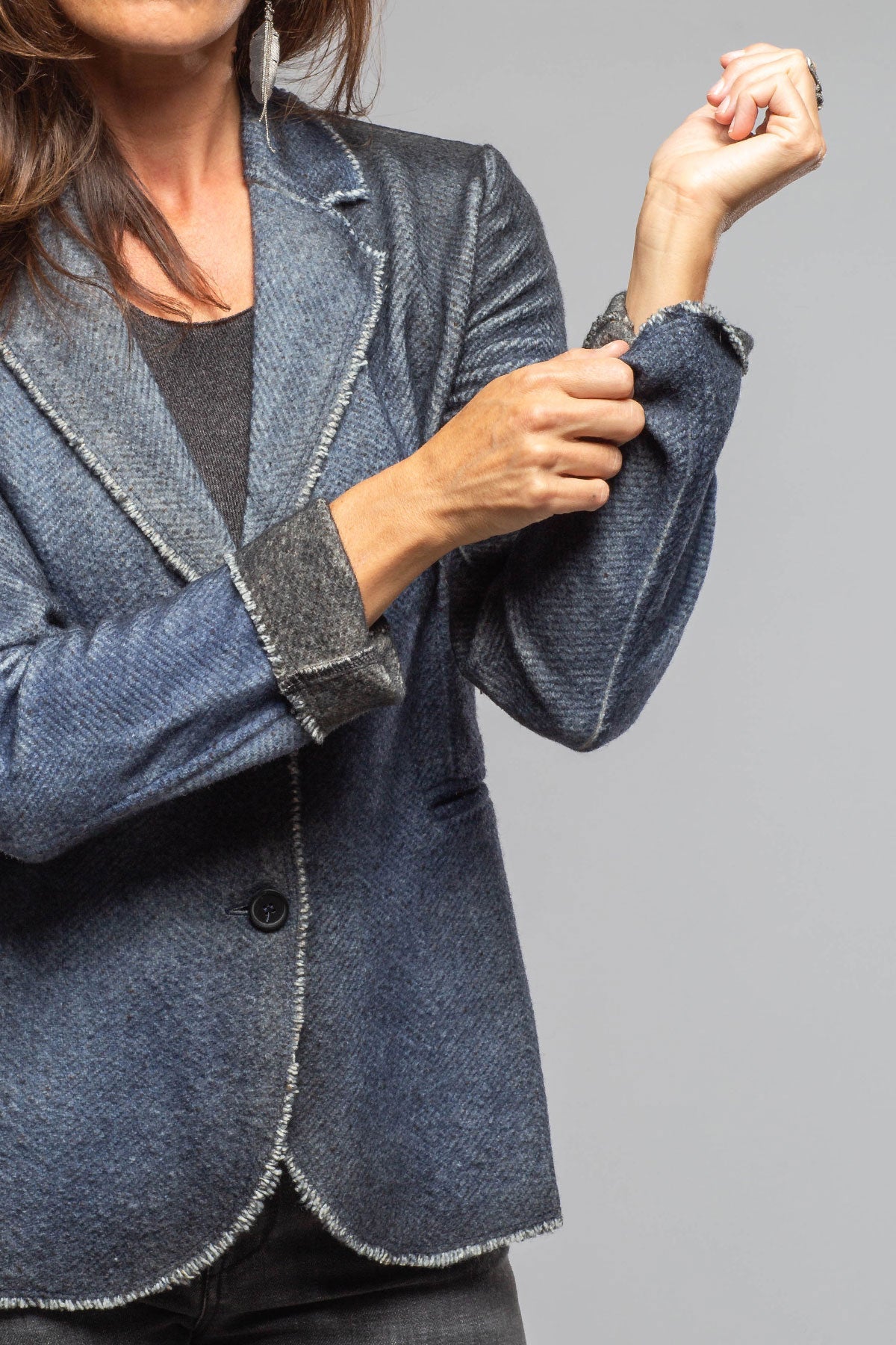Davi Raw Edge Painted Blazer In Midnight