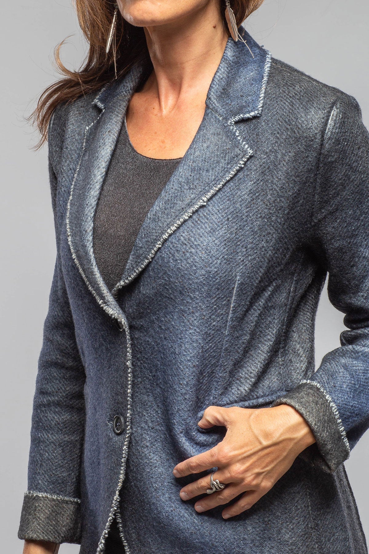 Davi Raw Edge Painted Blazer In Midnight