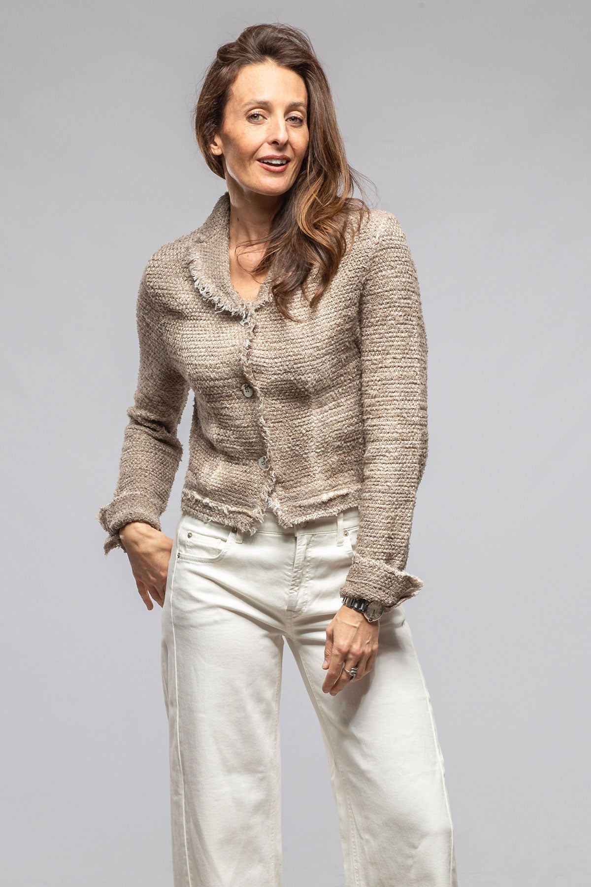 Evola Cropped Jacket In Walnut