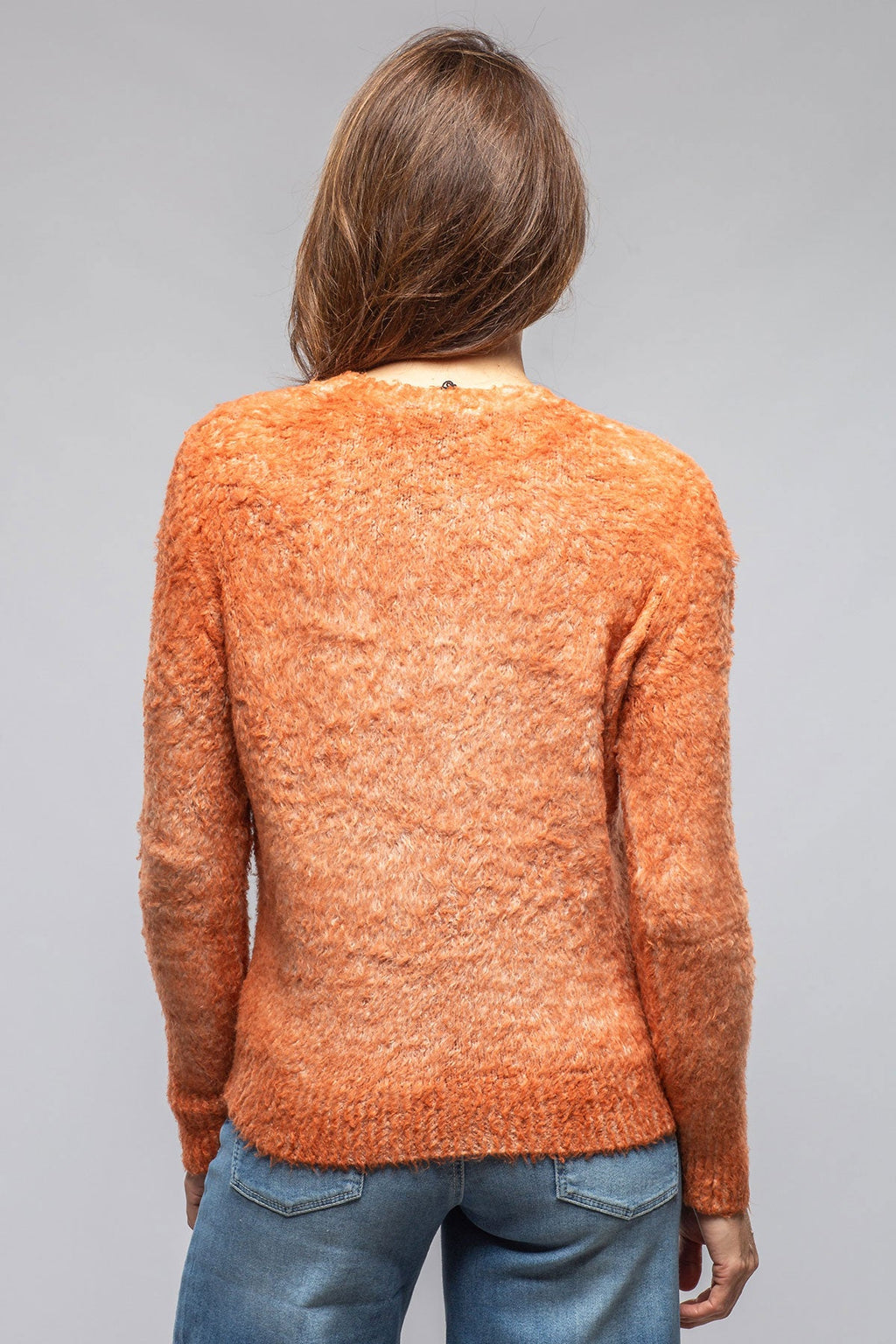 Fuzzy Brushed Cotton Sweater In Amber