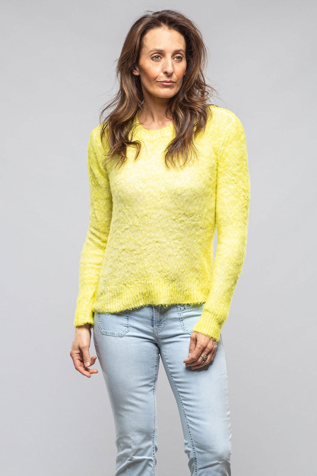 Fuzzy Brushed Cotton Sweater In Fluorescent