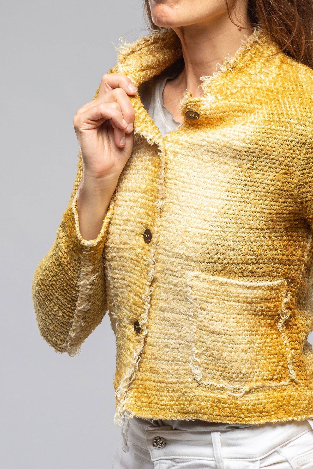 Olette Stitch Knit Jacket In Pepita