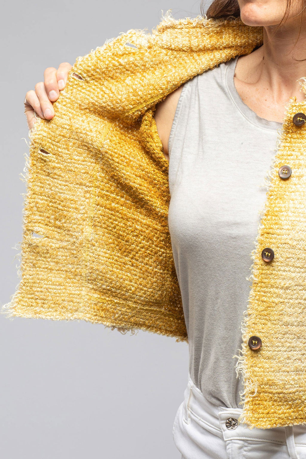 Olette Stitch Knit Jacket In Pepita