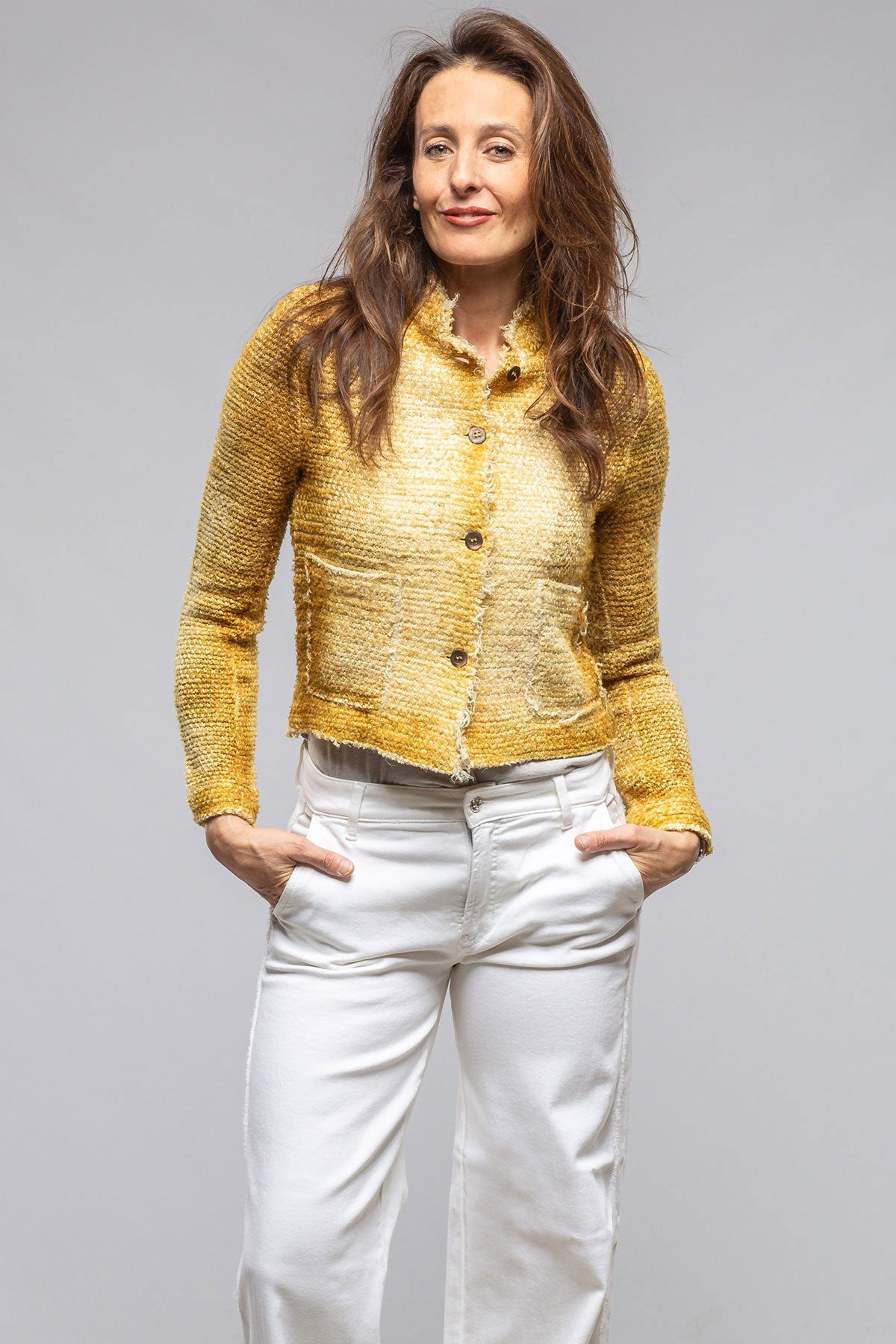Olette Stitch Knit Jacket In Pepita