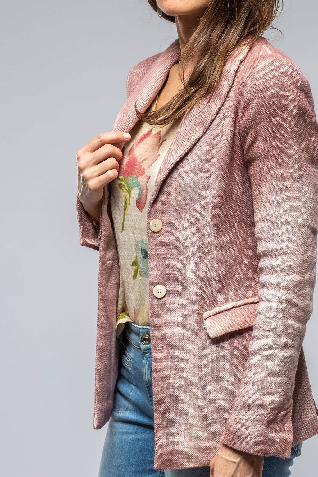 Pami Washed Hand Painted Blazer  In English Rose