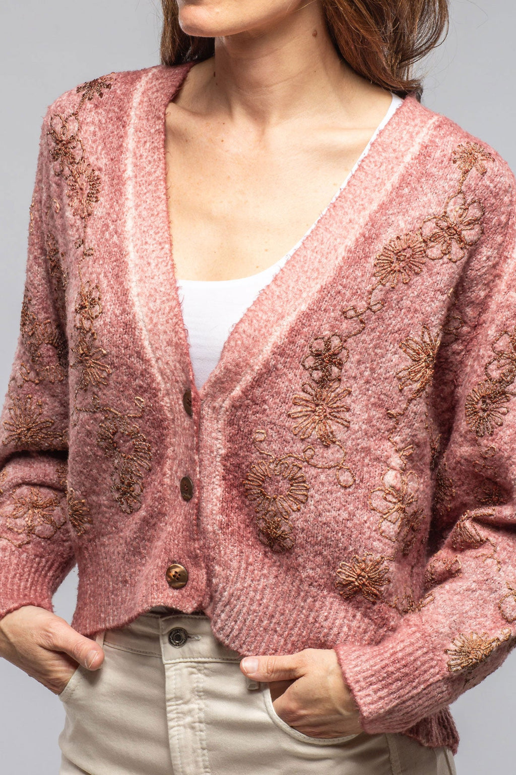 Rafi Embroidered Cardigan In Agate