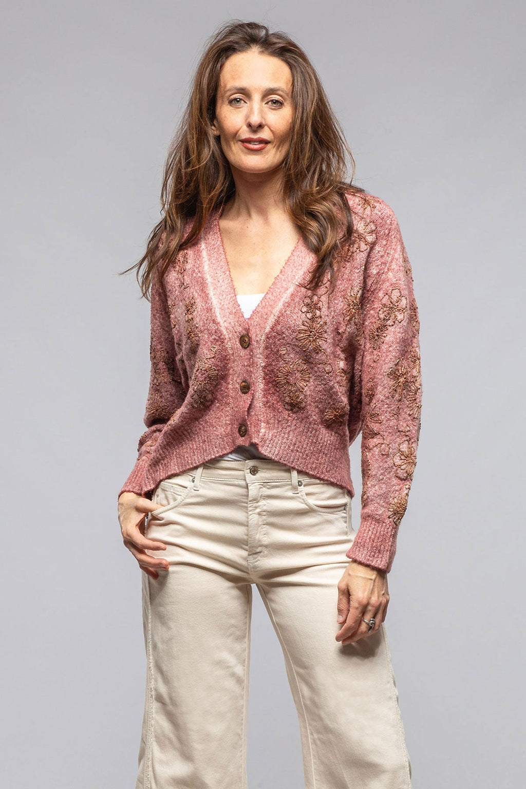 Rafi Embroidered Cardigan In Agate