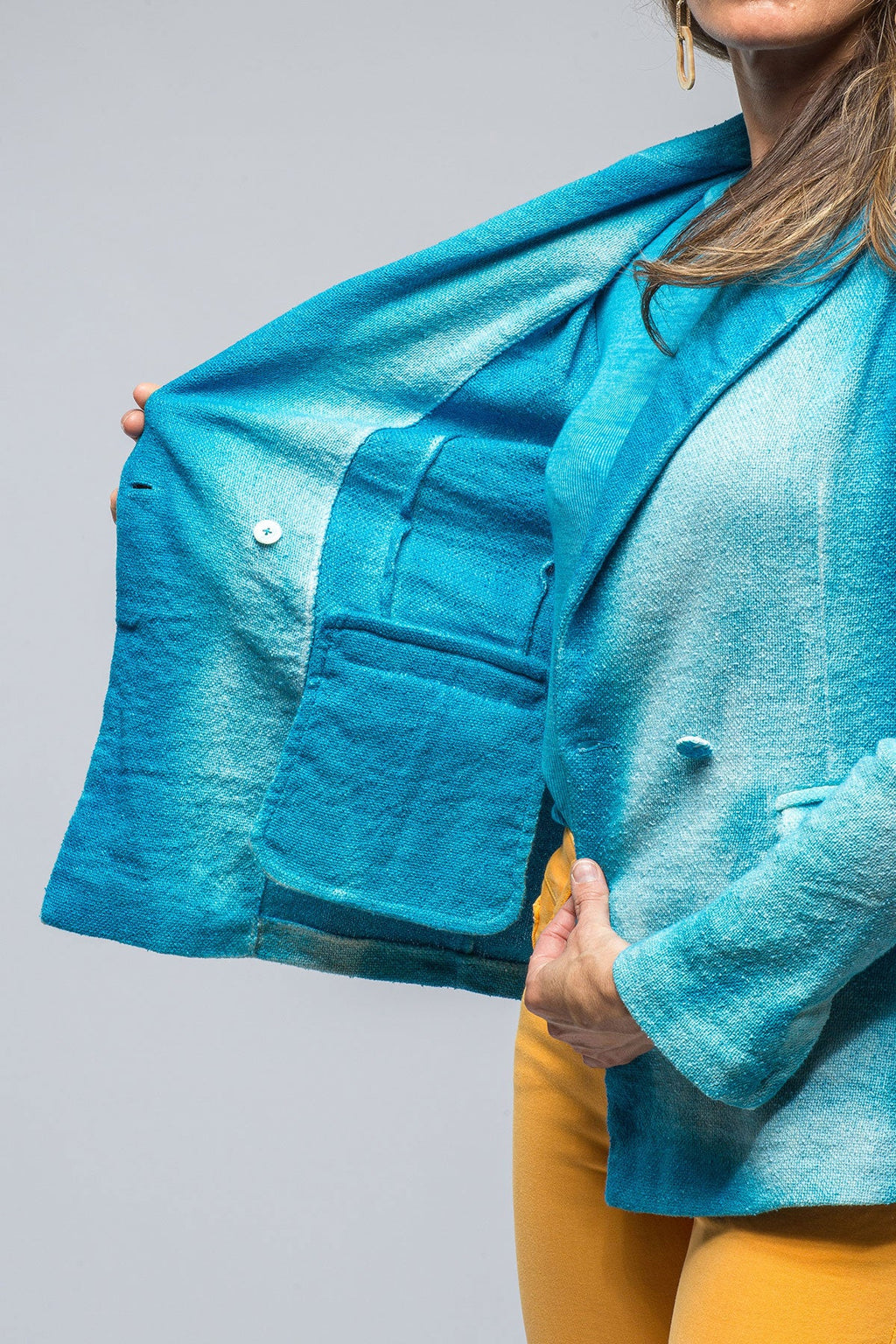 Roberta Dbl Brstd Shaded Jacket In Turquoise