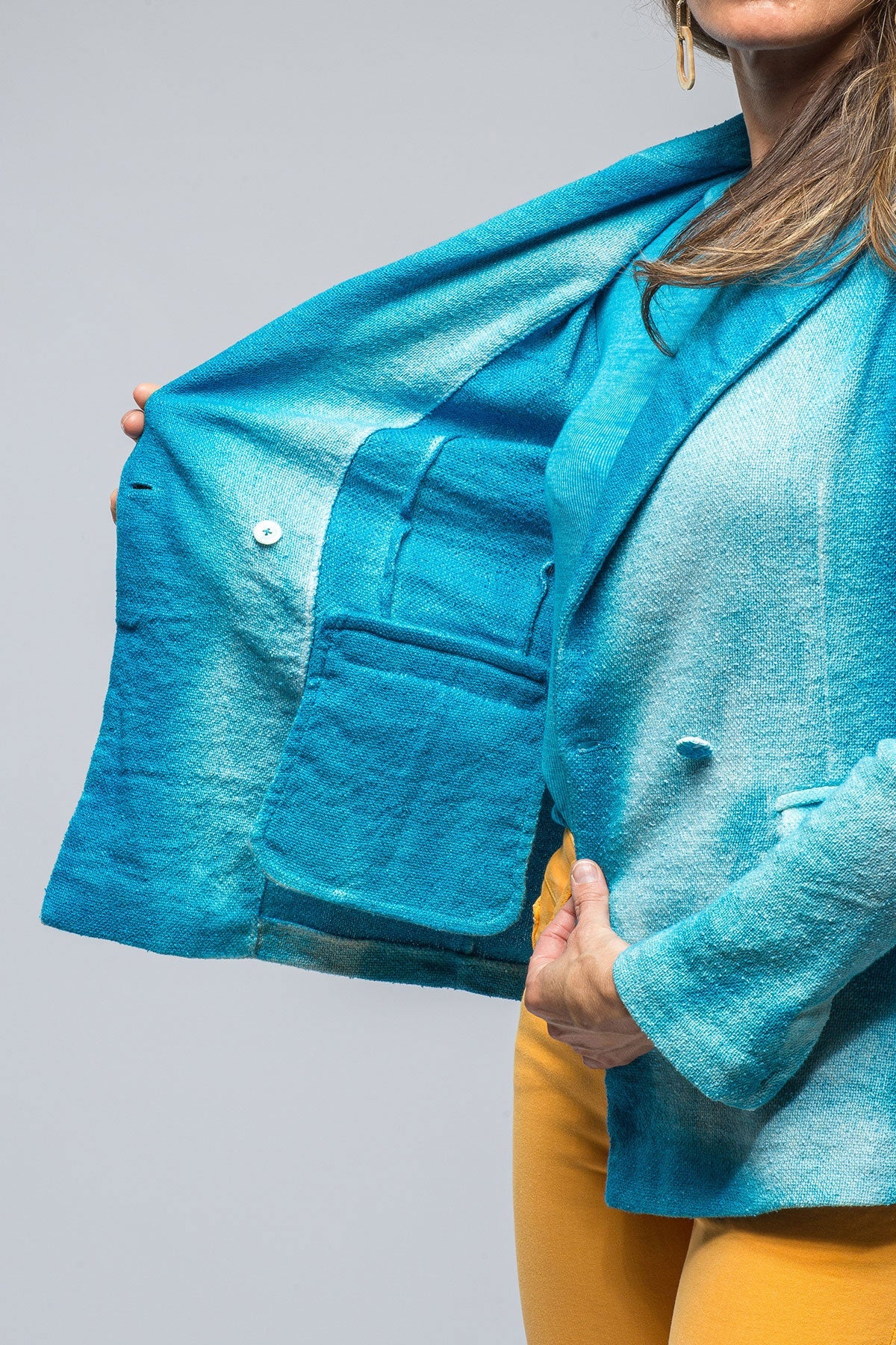 Roberta Dbl Brstd Shaded Jacket In Turquoise