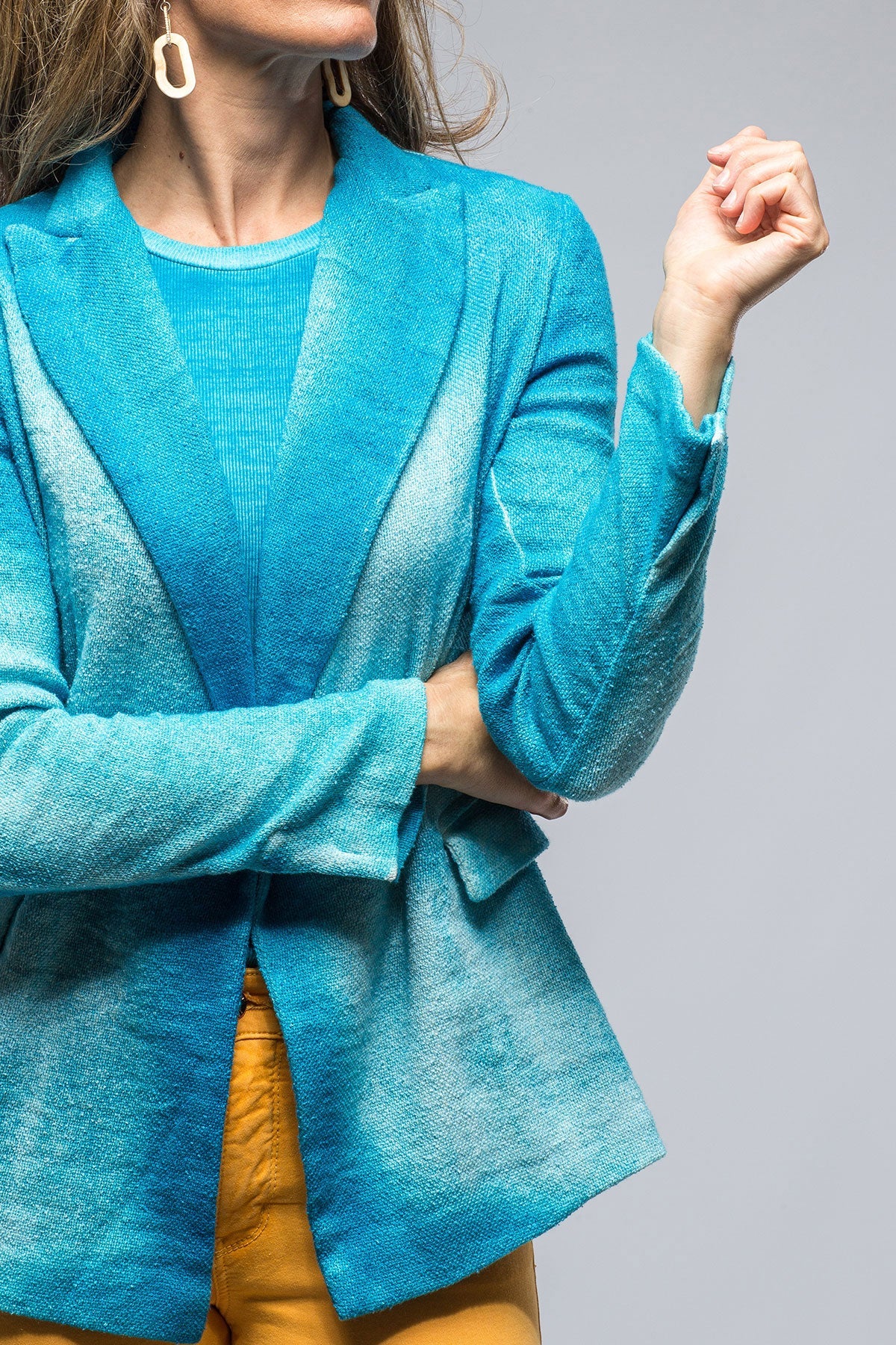 Roberta Dbl Brstd Shaded Jacket In Turquoise
