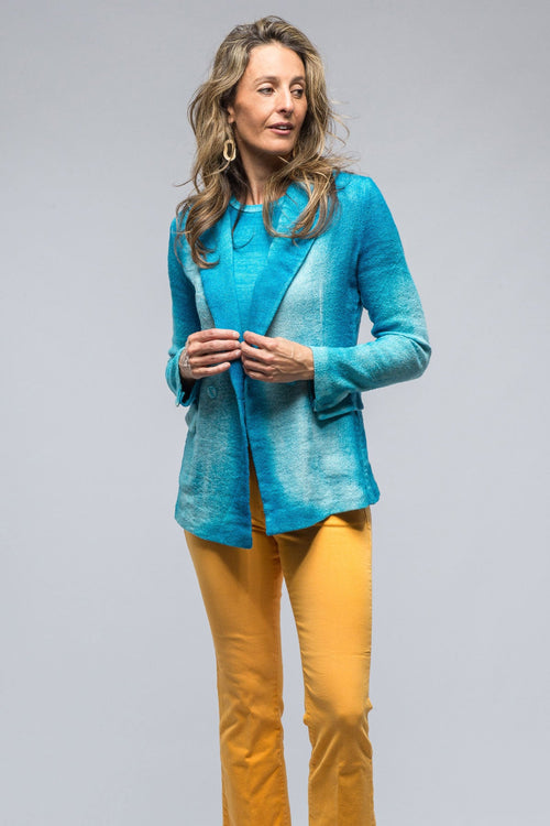 Roberta Dbl Brstd Shaded Jacket In Turquoise