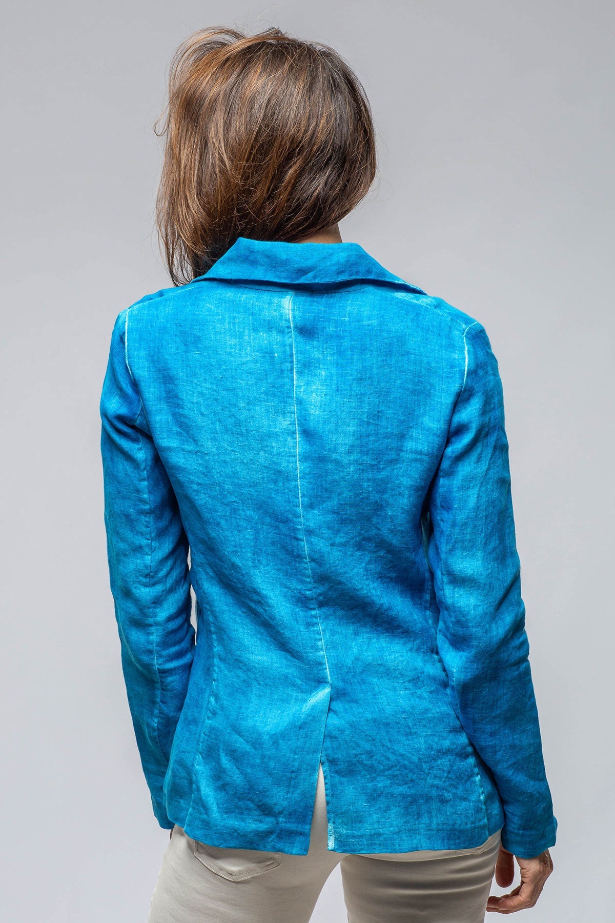 Santorini Hemp Unlined Blazer In Mediterranean Blue