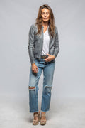 Ania Washed Leather Jacket In Steel Grey