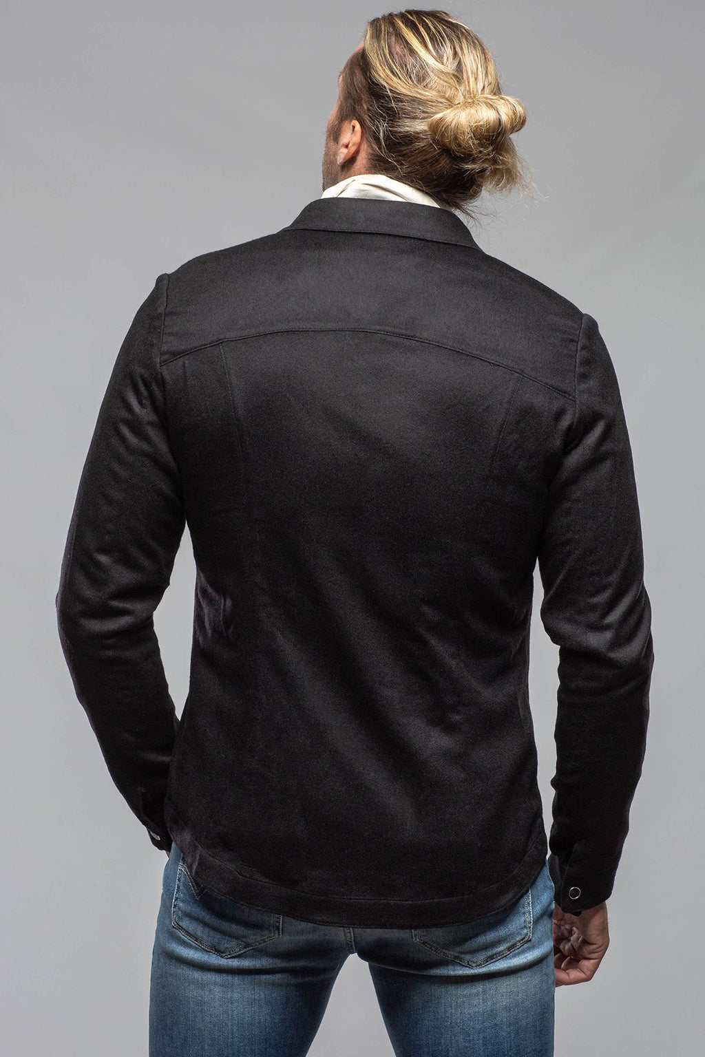 Ashford Lux Cashmere Silk Snap Shirt In Black