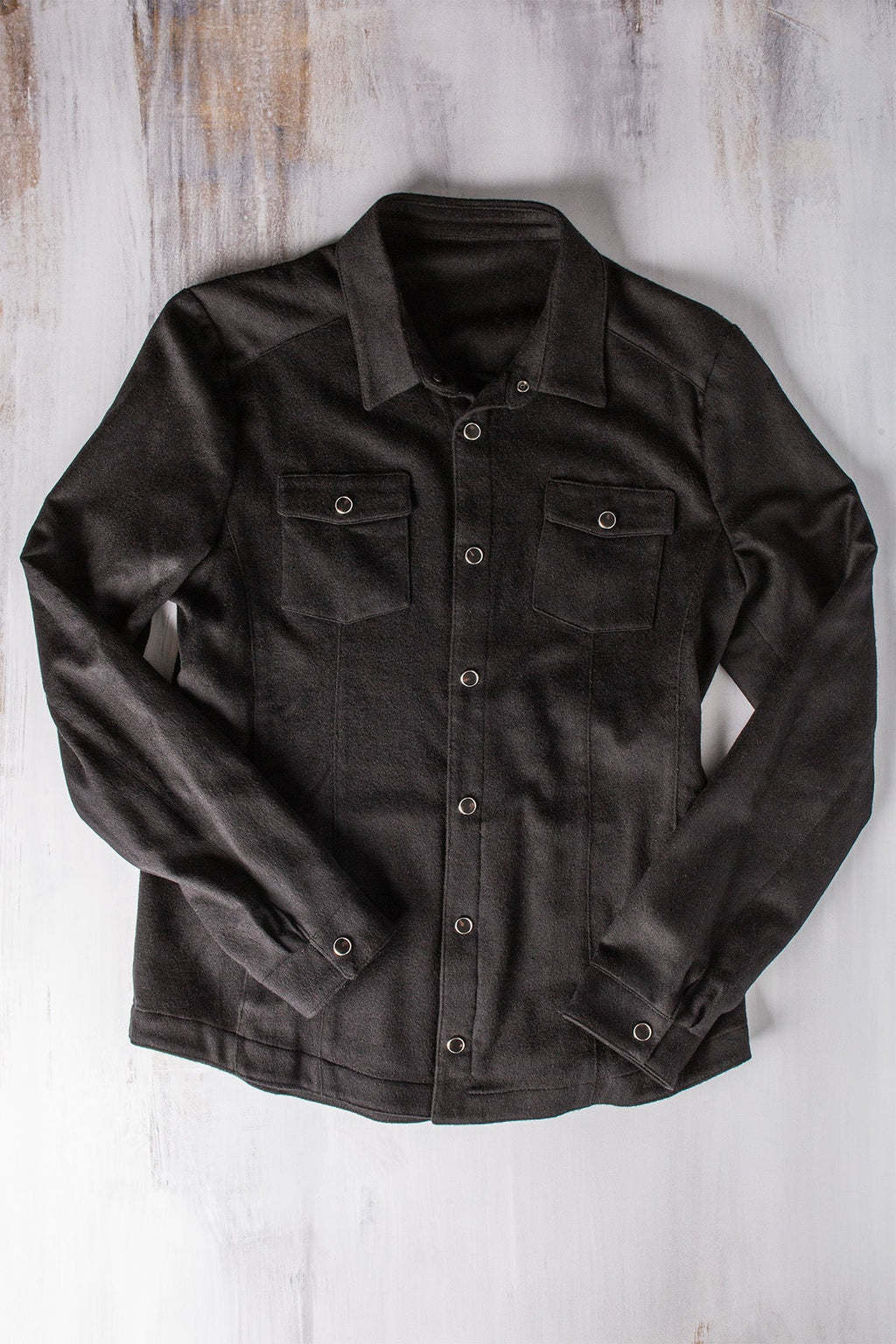 Ashford Lux Cashmere Silk Snap Shirt In Black