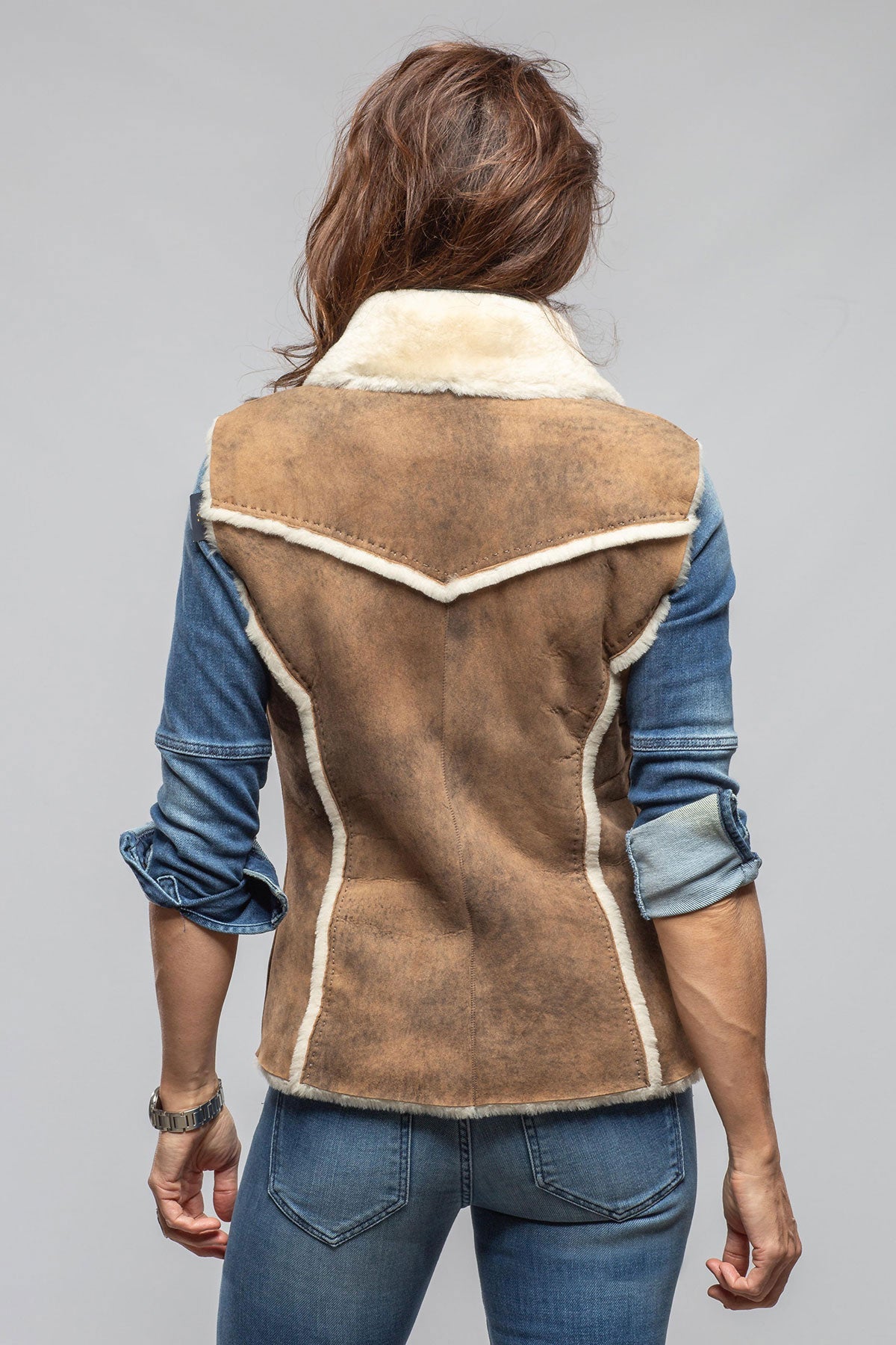 Brandy Shearling Vest In Vintage Tobacco