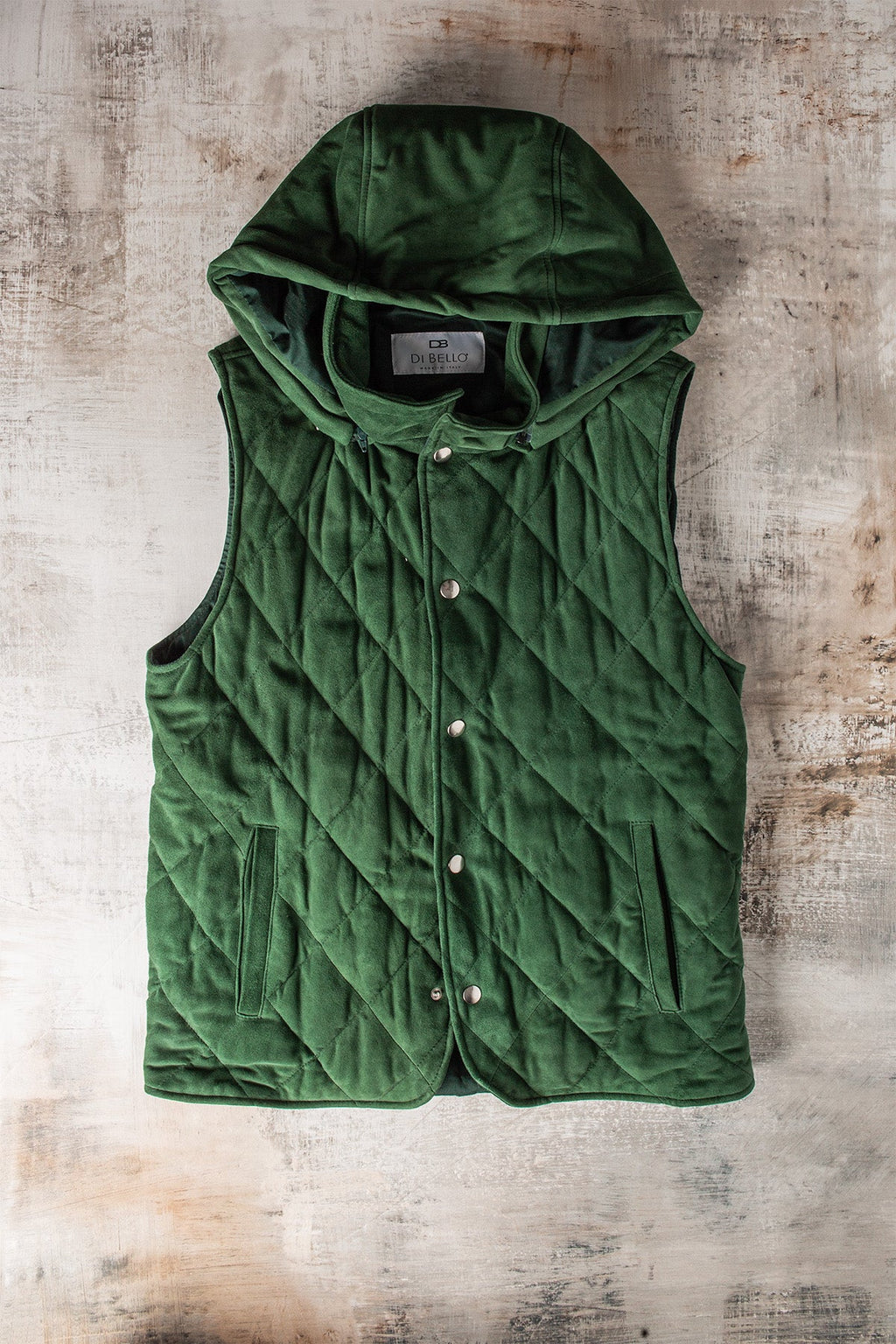 Diamond Hooded Vest In Emerald