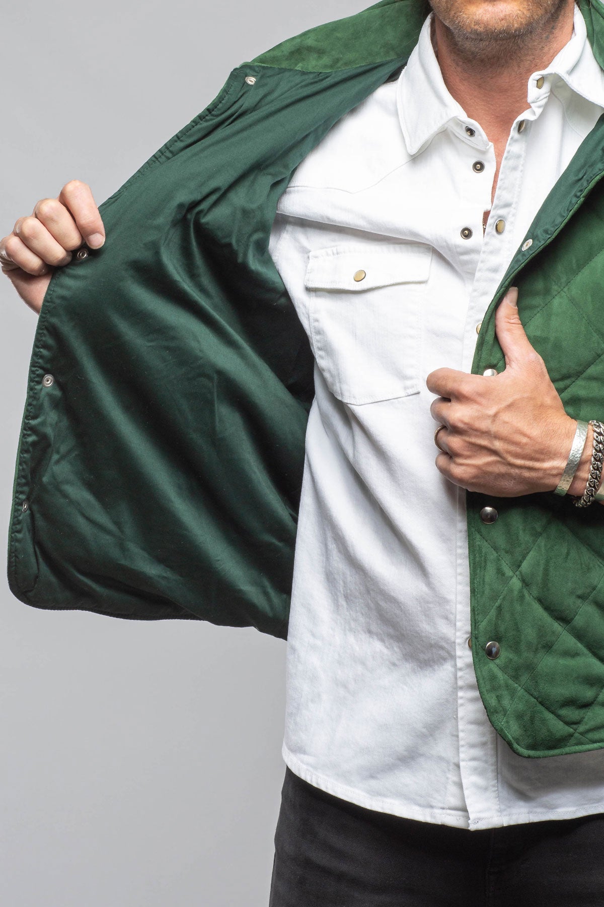 Diamond Hooded Vest In Emerald
