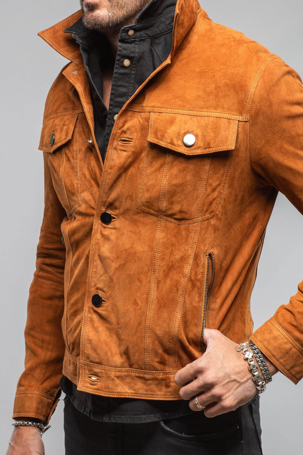 Ethan Sueded Jean Jacket In Whiskey