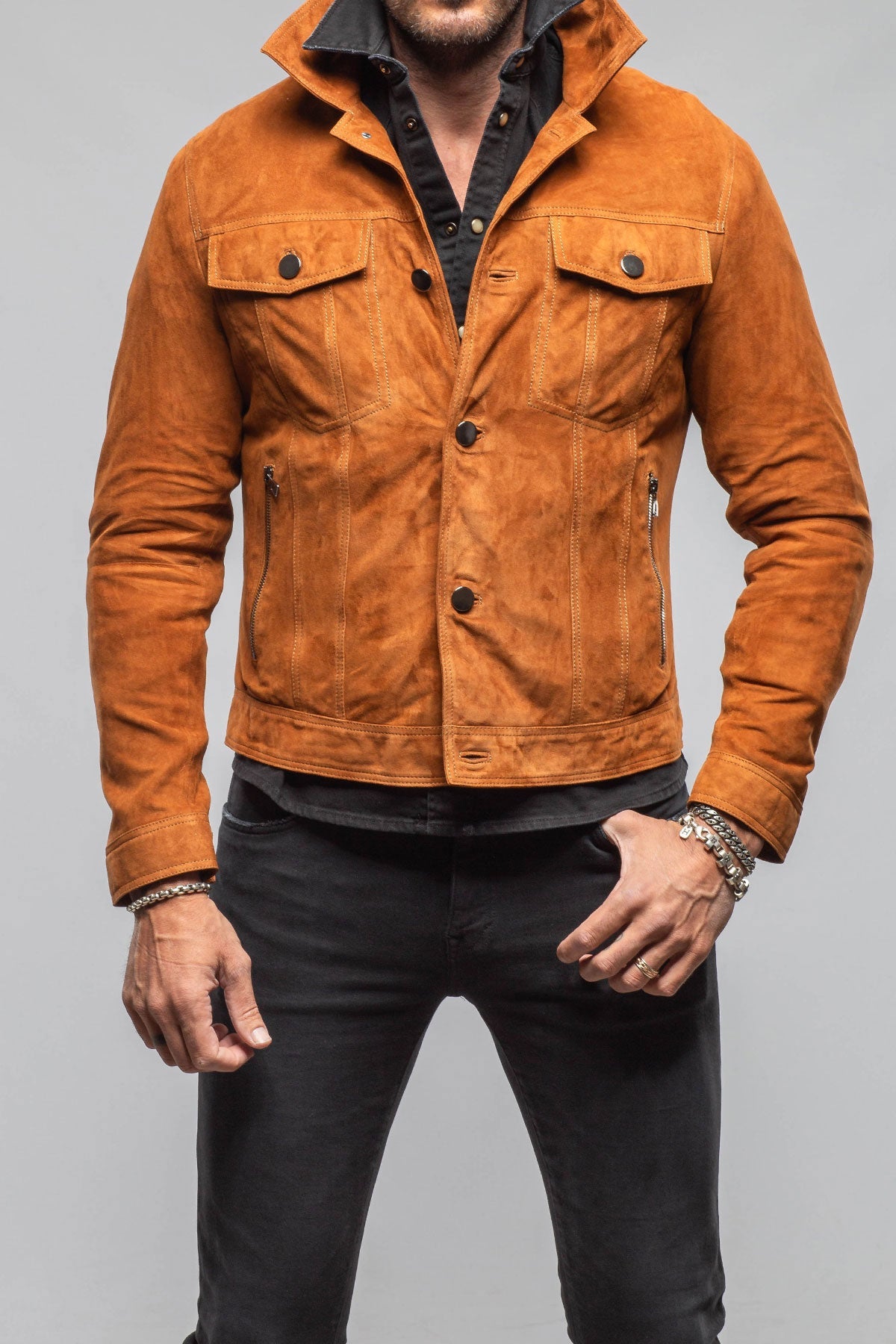 Ethan Sueded Jean Jacket In Whiskey