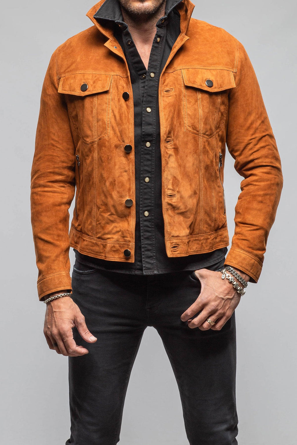 Ethan Sueded Jean Jacket In Whiskey