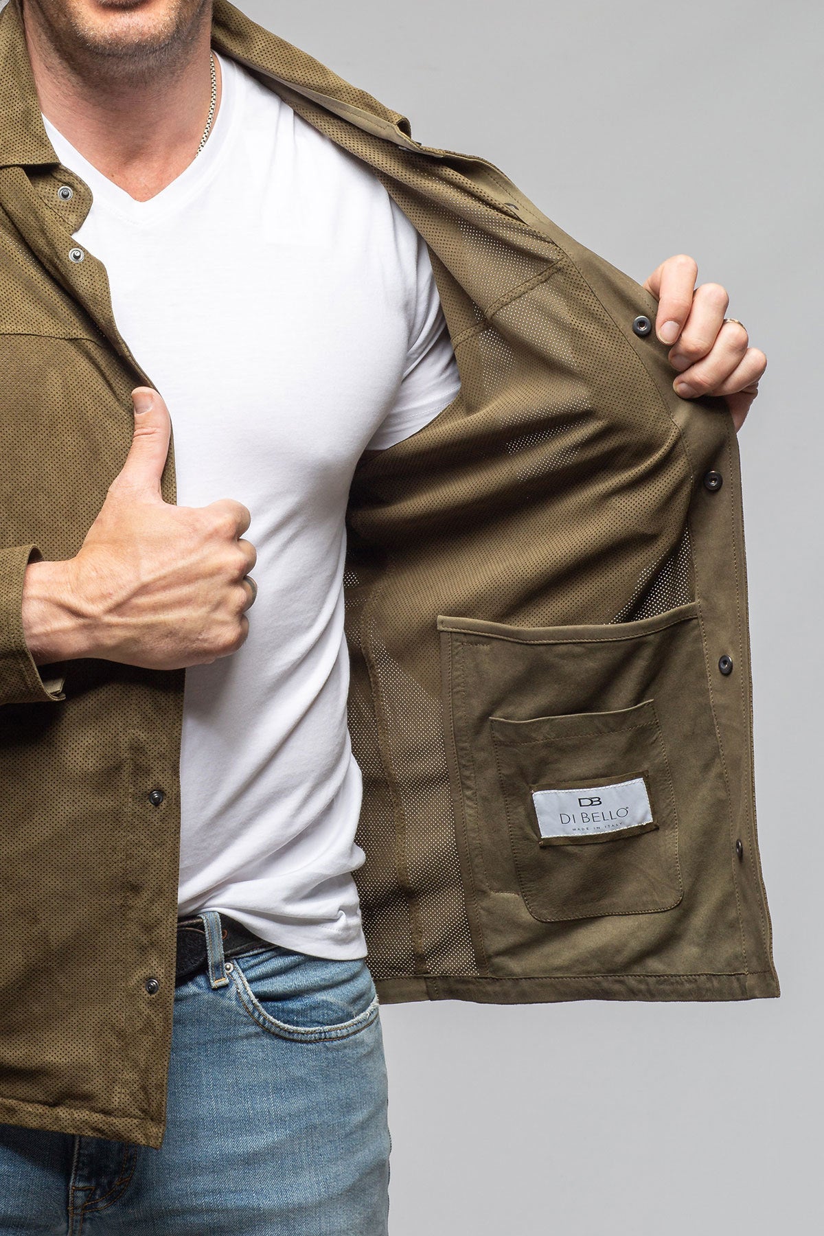 Johnston Perforated Suede Snap Shirt