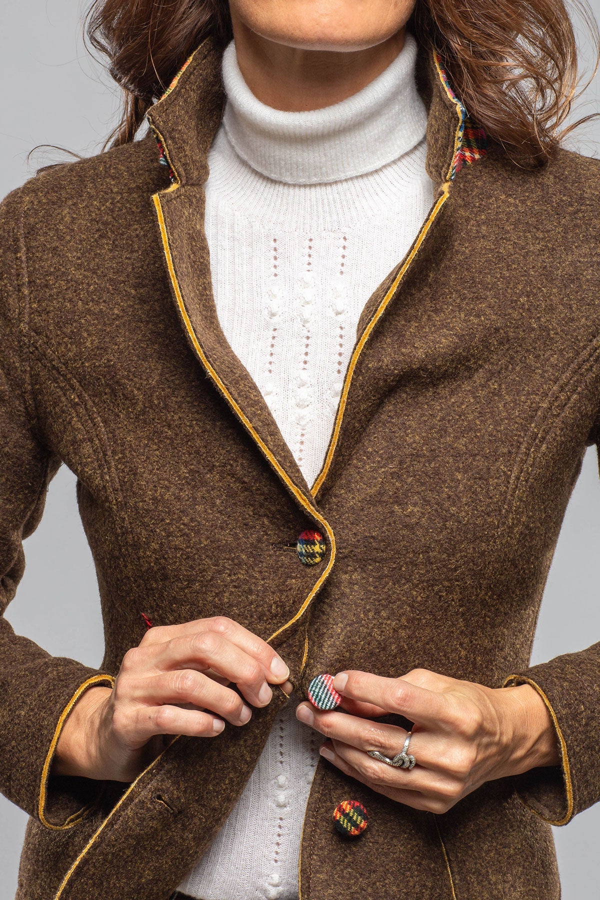 Maisie Wool Blazer In Brown Melange