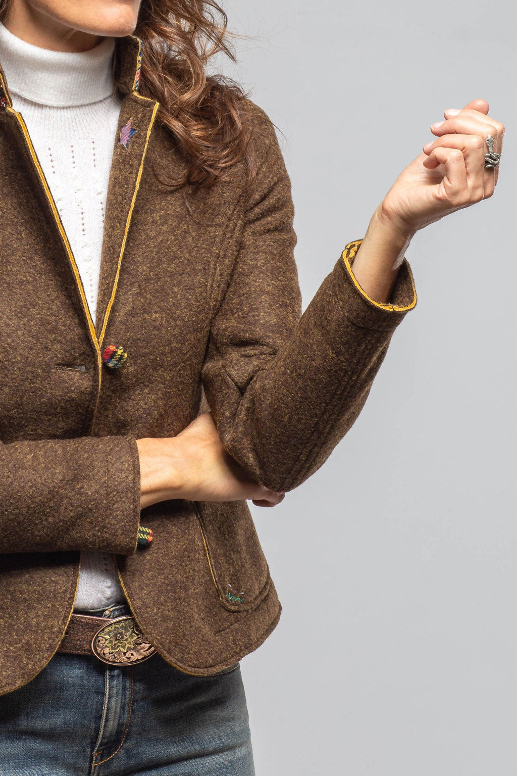 Maisie Wool Blazer In Brown Melange