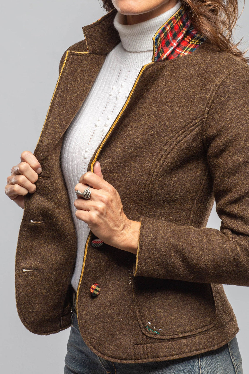 Maisie Wool Blazer In Brown Melange