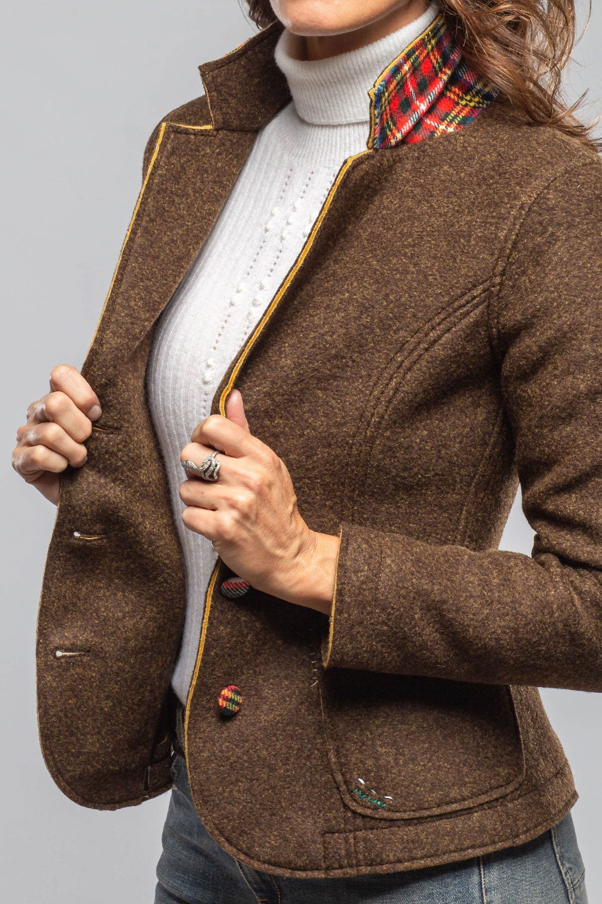 Maisie Wool Blazer In Brown Melange