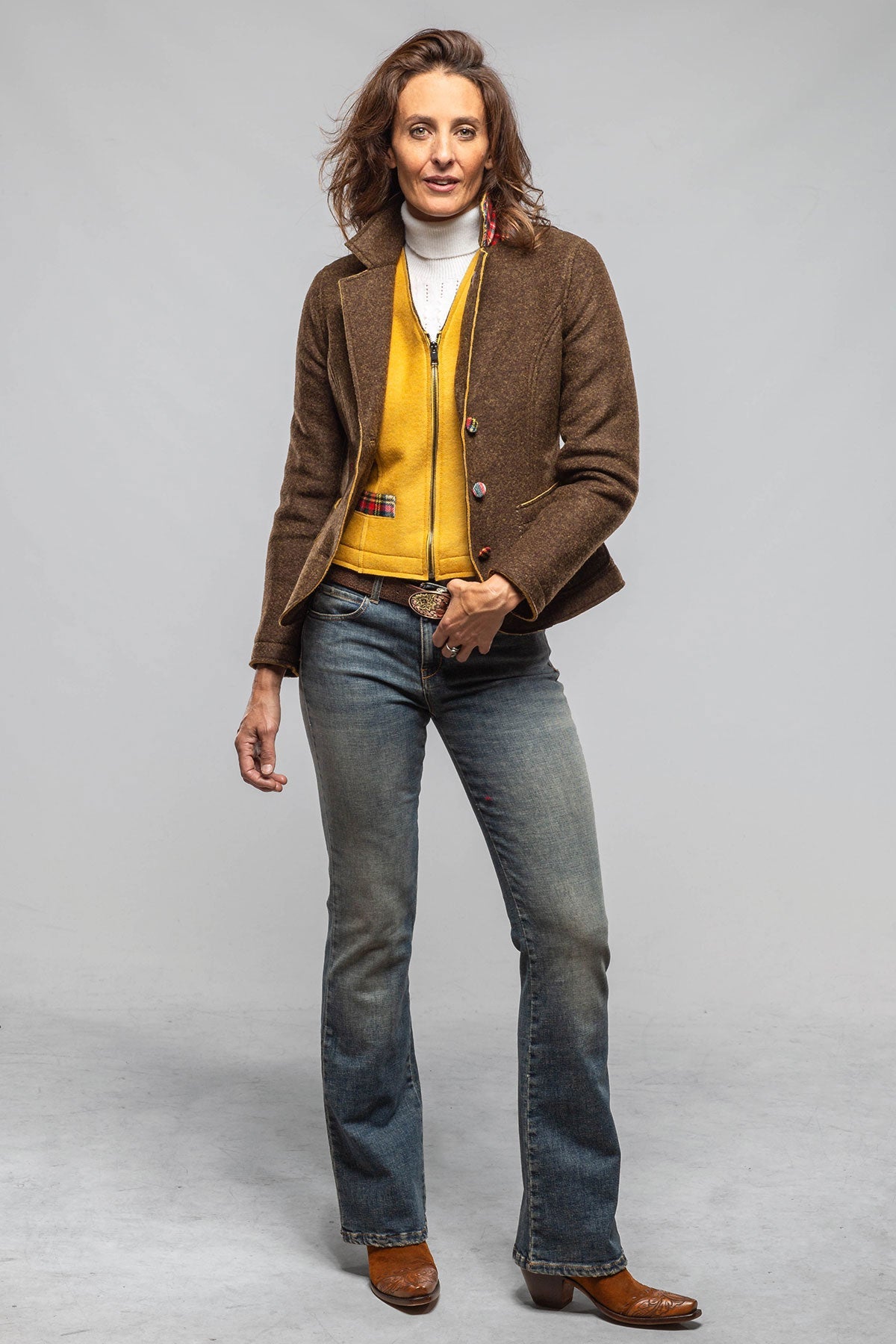 Maisie Wool Blazer In Brown Melange