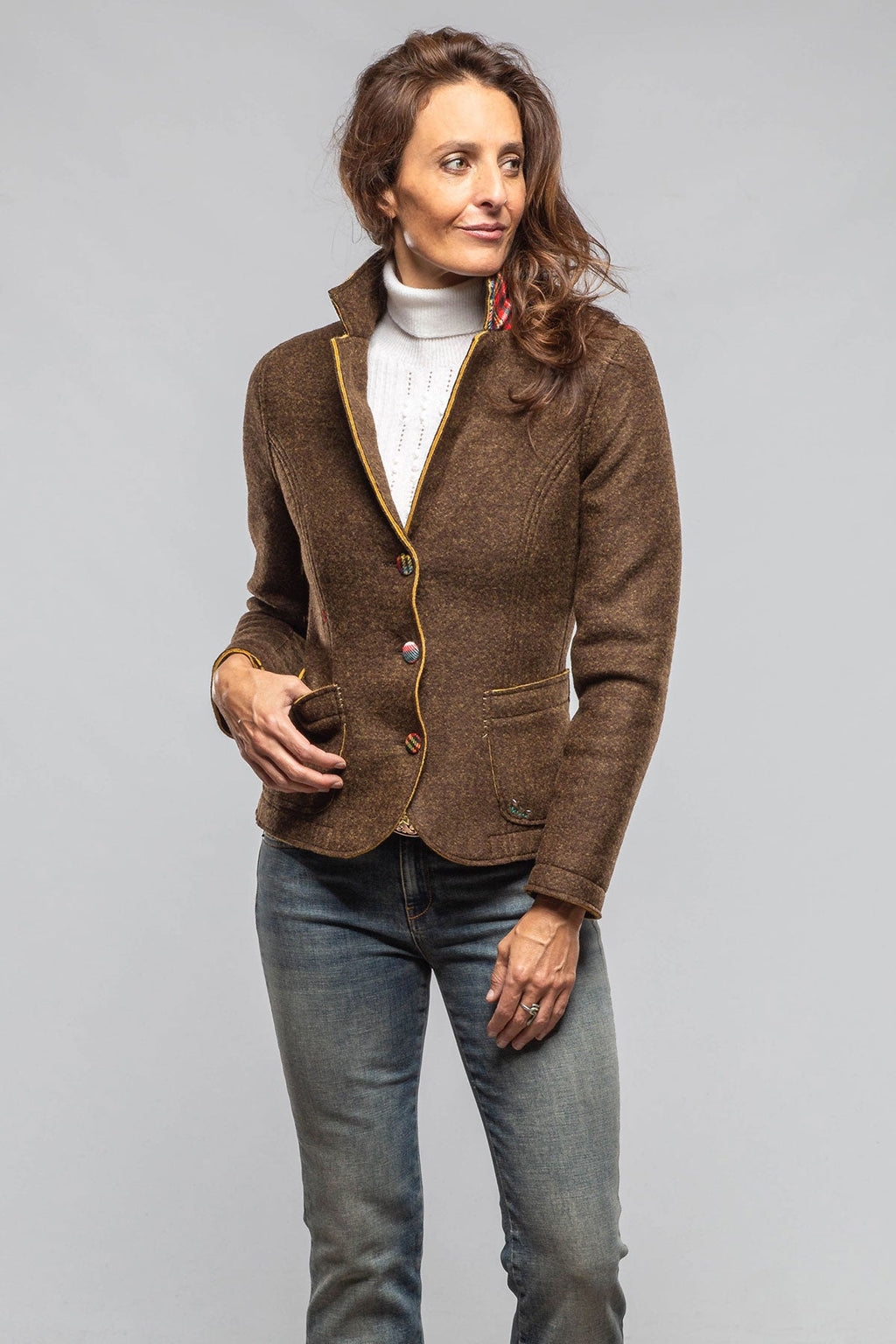 Maisie Wool Blazer In Brown Melange