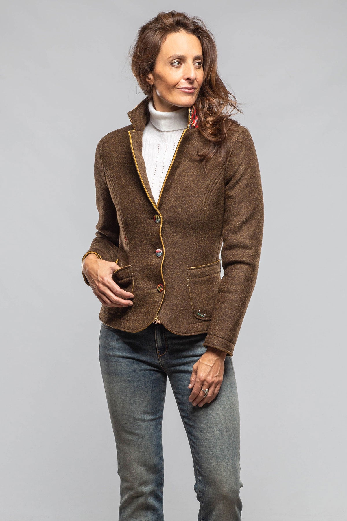 Maisie Wool Blazer In Brown Melange