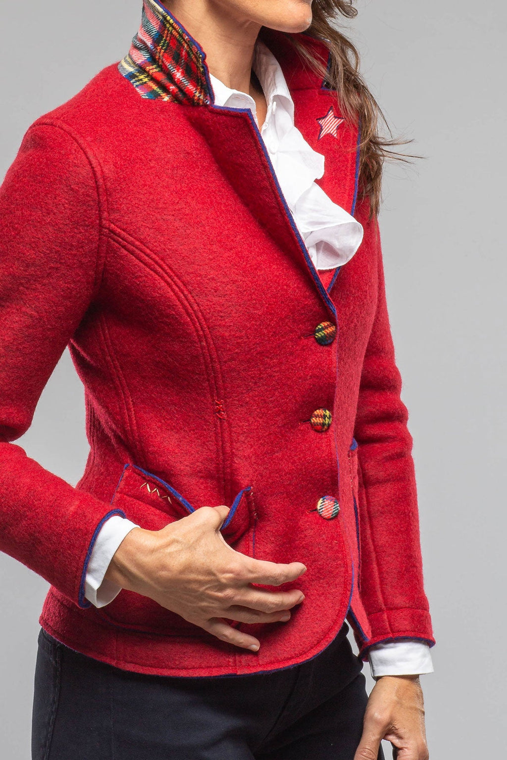 Maisie Wool Blazer In Red