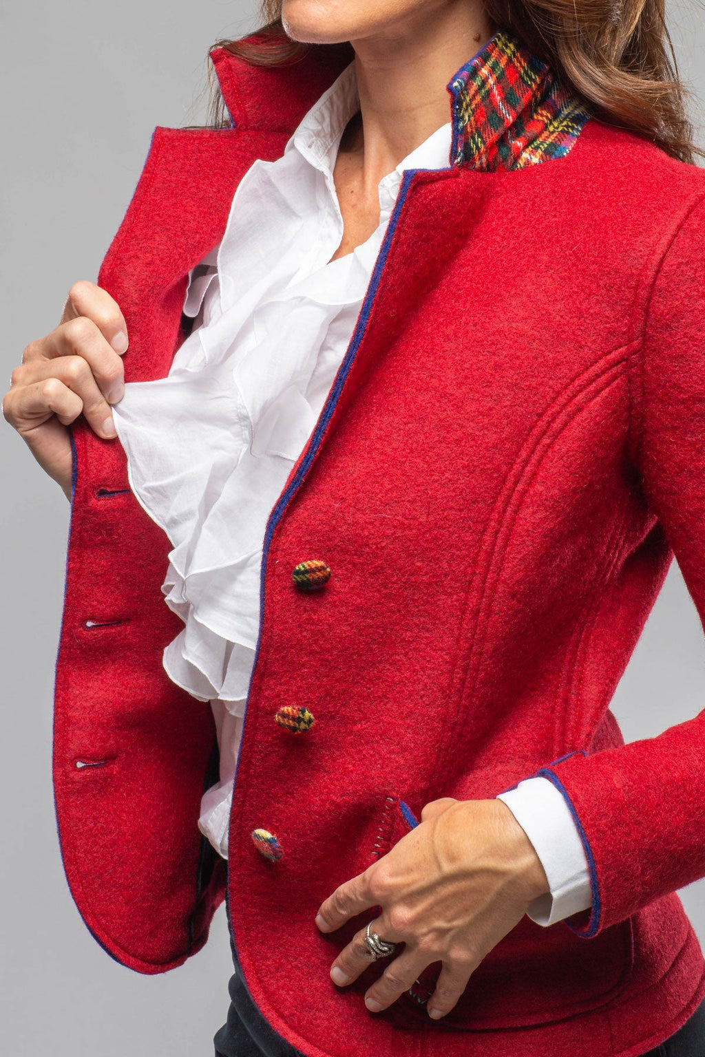 Maisie Wool Blazer In Red