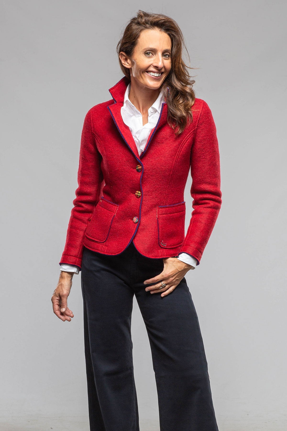 Maisie Wool Blazer In Red