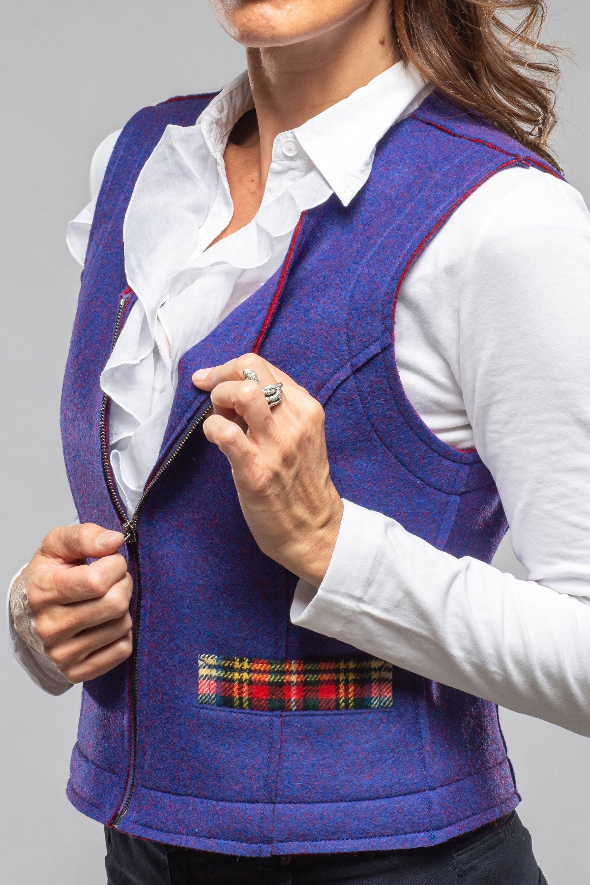 Nelly Double Face Wool Vest In Blue