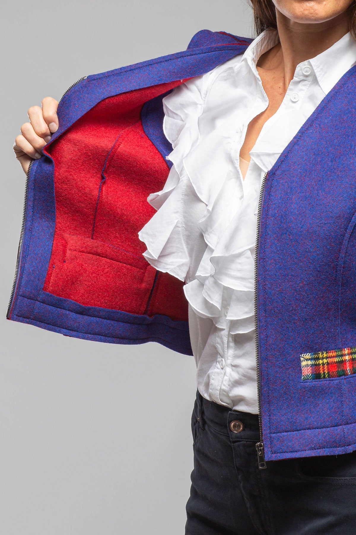 Nelly Double Face Wool Vest In Blue
