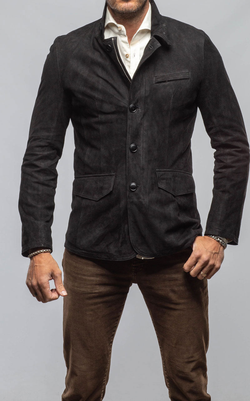 Polo Sartorial Suede Jacket In Black